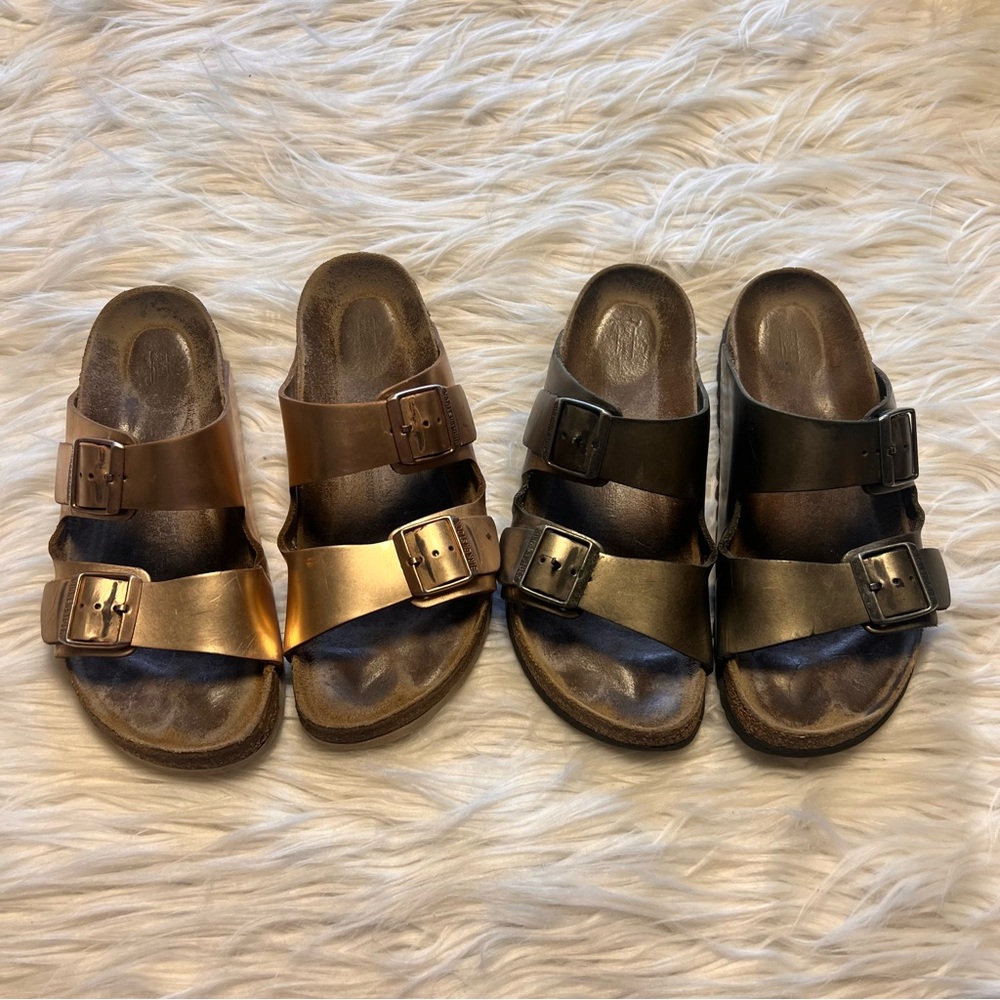 Birkenstock Brown and Black Sandals with Adjustable Straps